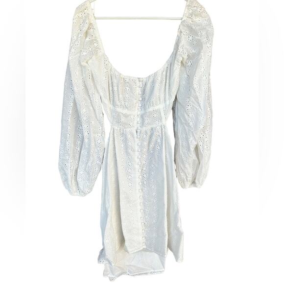 Sabo Luxe white eyelet long sleeve criss cross back dress Size 10 - Picture 2 of 11